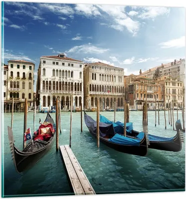 Produktbild von Bilder auf glas - Architektur venedig italien gondel - 30x30cm - Glasbilder - Wandbilder - Kunstdruck - zum Aufhängen bereit - Wanddekoration aus Glas - Glas Bilder - Wandbild auf Glas - GAC30x30-2705