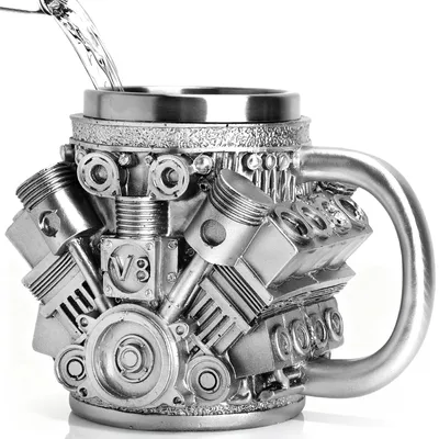 V8-Edelstahlbecher, 250 ml, Geschenk für Autoliebhaber