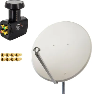 Produktbild von PremiumX SAT Anlage 100cm Antenne Aluminium Quad LNB 8x F-Stecker