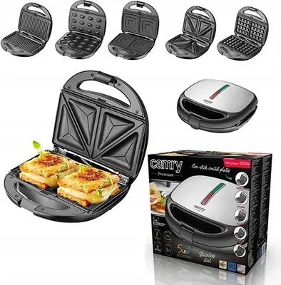 Zdjęcie produktu dla Toster wielofunkcyjny 5w1 Camry 1200W: do tostów, grillowania, przygotowywania gofrów i pysznych kanapek