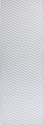 Produktbild von BELIANI Teppich Läufer Grau u. Weiß 70 x 200 cm Rechteckig mit Zickzack Muster Modern für Flur Küche Schlafzimmer