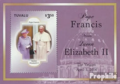 Produktbild von Briefmarken Tuvalu 2014 Mi Block215 (kompl.Ausg.) postfrisch Papst Franziskus bei Königin Elisabeth II.