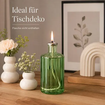 Produktbild von Dochthalter Glasflaschen mit 25 cm Docht Metall Öllampe Flaschenöffnung 20 mm