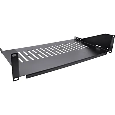 Produktbild von InLine 19" Fachboden, 250mm, 20kg, 2HE, RAL 9005 schwarz, Regalboden, SPCC, Stahl, Schwarz, 1,25 kg