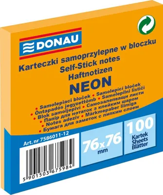 Obrázek produktu pro Samolepicí bloček 76 x 76 mm - neonově oranžový 100 listů