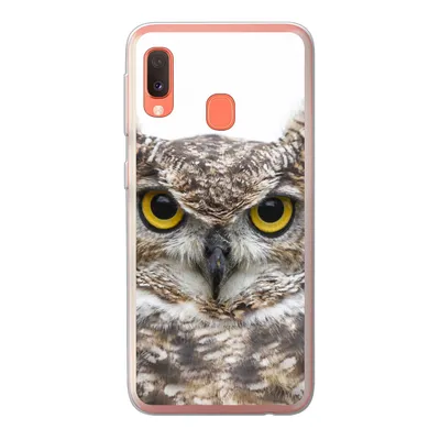 Produktbild von MuchoWow® Handyhülle Schutzhülle Hülle für Samsung Galaxy A20e Porträt einer braunen Eule auf weißem Hintergrund Silikon Softcase Handy Hülle - Abdeckung