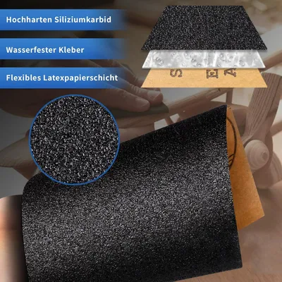 Produktbild von Schleifpapier P240 Körnung 30 Stück Nass und Trocken Profi Wasser Schmirgelpapier,für Auto|Metall|Holzmöbel|Stein|Lack|Glas,23 x 9cm