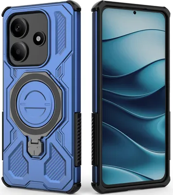 Produktbild von Robuste Handyhülle für Xiaomi Redmi Note 14 5G mit Ringhalter Ständer Stoßfest, Magnetisch, Dual-Layer Schutz Blau