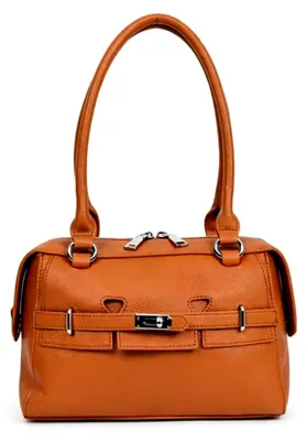Produktbild von Damen Bowling Handtasche aus Leder mit Schultergurt und Reißverschluss