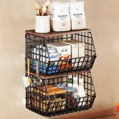 Produktbild von Obstkorb Hängend 2 Etagere Obstkorb, Obstschale Hängekorb für Küche