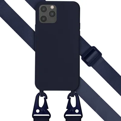 Image de Selencia Coque en silicone avec cordon détachable pour l'Apple iPhone 12 (Pro) - Bleu foncé