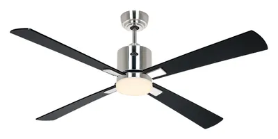 Produktbild von Deckenventilator ECO NEO III 132 Chrom gebürstet - Schwarz/Teak WiFi mit Leuchte