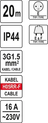 Zdjęcie produktu dla Przedłużacz Bębnowy 3X1,5 Mm, 20 M