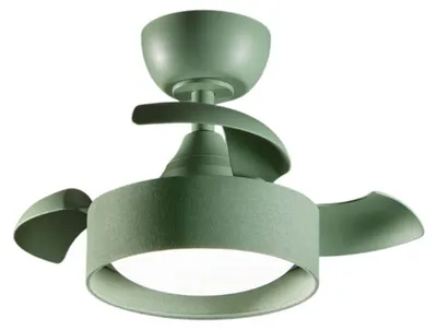 Immagine prodotto di Ventilatore da Soffitto con Luce LED Integrata 22W e Pale a Scomparsa in Acrilico Colore Verde Bosco, Motore DC 40W, Diametro 55cm - Perenz