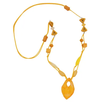 Produktbild von Kette Faustkeil gelb-orange-marmoriert orange 90 cm