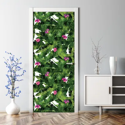Produktbild von Dekorative Türtapete selbstklebend Klebefolie Türaufkleber Aufkleber Bunte Blumen 70 x 200 cm