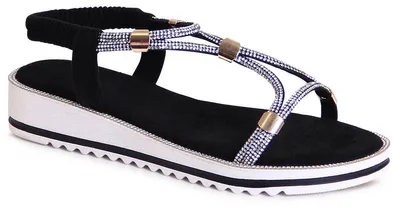 Produktbild von topschuhe24 2755 Damen Riemchen Sandalen mit Glitzer, Farbe:Schwarz, Größe:39 EU