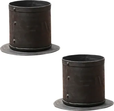 Productafbeelding van Set van 2 vintage bloempotten, ideaal voor kruidenplanten, afmeting 15 cm