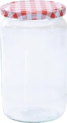 Produktbild von Wurstglas 720 ml Deckel Karo rot/weiß