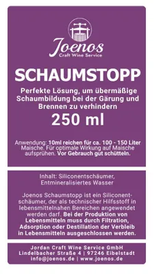 Produktbild von Schaumstopp 250ml - Anti Schaumbildung - Schaumverhüter zum Destillieren, Einmaischen und bei der Gärung