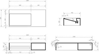Produktbild von Wandwaschbecken TWG62 aus Mineralguss - Breite wählbar - Weiß matt, Waschbeckenbreite:120 cm