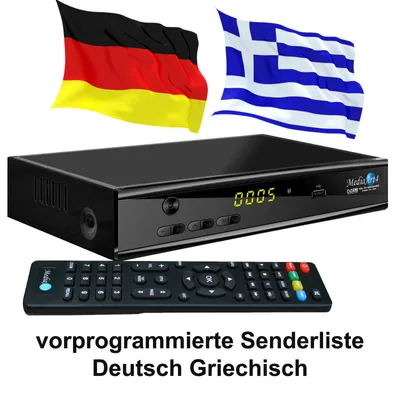 Griechische TV Greek TV Sat-Receiver Mediaart- 4 HDTV USB Hellasat 39°E +  Astra 19° vorprogrammiert