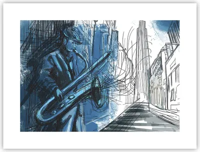 Produktbild von Poster - Poster ohne Rahmen - Saxophon Musiker Zeichnen - 40x30 cm - Wand Bild - Wanddeko - Wandbilder - Kunstposter - Wandposter - Bilder - Kunstdruck - Wanddekoration - Wandbild - P2XAA40x30-4148