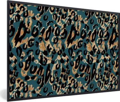 Produktbild von MuchoWow® Gerahmtes Poster Panther - Tiermuster - Braun 90x60 cm - Poster mit Schwarzem Bilderrahmen Wandposter Rahmen Foto Bilder - Fotorahmen - Foto-Plakat