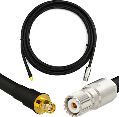 Produktbild von 50m SMA Stecker auf SO239 UHF Koaxialkabel — Wetterfestes 8D-FB Ultra-Verlustarmes Verlängerungskabel SMA Male / SO-239 — Verlustarmes PL Kabel für CB Funk HAM Funkgerät SWR Antennen Amateurfunk