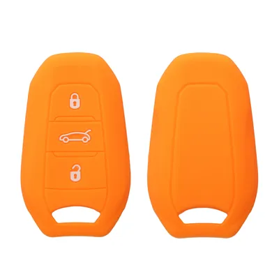 Produktbild von kwmobile Autoschlüssel Silikon Hülle kompatibel mit Peugeot Citroen 3-Tasten Smartkey Autoschlüssel (nur Keyless Go) - Schlüsselhülle in Fruity Orange