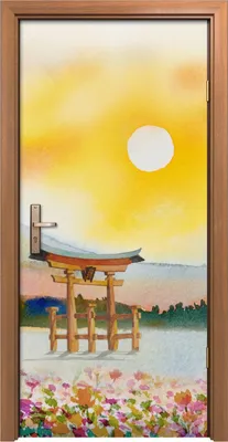 Produktbild von Türposter 90x200 cm Türaufkleber Türtapete Türfolie Klebefolie Malerei Japan Berg Blumen Natur