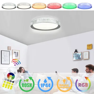 Obrázek produktu pro LZQ 60W LED stropní svítidlo stmívatelné, RGB stropní svítidlo se změnou barev s dálkovým ovládáním, akrylové svítidlo s hvězdnou oblohou s kamínky pro dětský pokoj, ložnici, obývací pokoj (šedé)