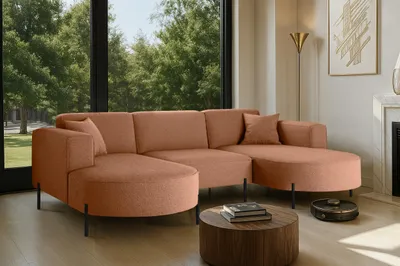 Produktbild von Kaiser Möbel Ecksofa, Sofa Designer Modena U Rein stoff Quelle Kupfer