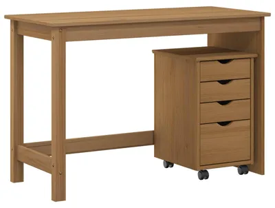 Imagen del producto de Conjunto de dos armarios para escritorio, color miel, madera de pino maciza