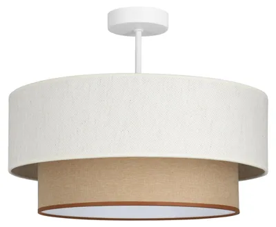 Produktbild von Deckenleuchte Metall Stoff E27 B: 45 cm Weiß Beige rund Modern