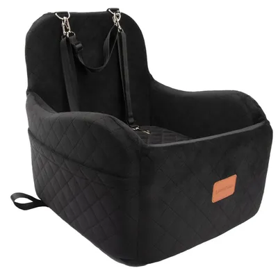 Immagine prodotto di Seggiolino per auto per cani, adatto a cani di piccola e media taglia, portatile, lavabile, con tasche portaoggetti, colore nero, taglia media