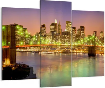 Produktbild von Bild auf Leinwand - Leinwandbild - New York Brücke - 130x100cm - Wand Bild - Wanddeko - Wandbilder - Leinwanddruck - Bilder - Kunstdruck - Wanddekoration - Leinwand bilder - Wandkunst - CB130x100-3517