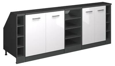 Produktbild von Küchenschrank für Dachschrägen Vicco R-Line Weiß Hochglanz 210 cm 5er Set Schrankkorpuss 60 cm Tiefe, Model 60527