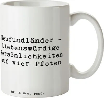 Produktbild von Mr. & Mrs. Panda Tasse Spruch Neufundländer Persönlichkeiten - Weiß - Geschenk, geduldig, Kaffeebecher, Hunderasse, Hunderassen Beschreibung, haferl, Kaffeetasse, Pott