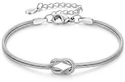 Produktbild von Freundschaftsarmbänder Knoten Armband Damen, Partner Armbänder Silber 925