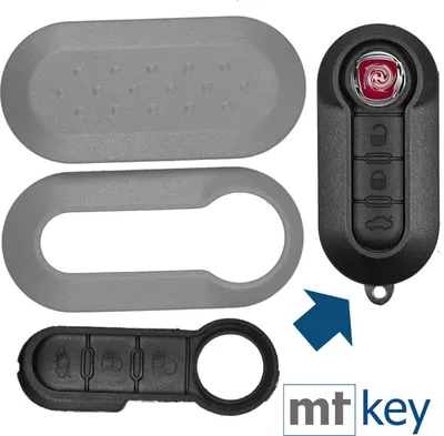 Produktbild von Auto Schlüssel Set Schale Cover Grau + Tastenfeld kompatibel mit FIAT 500 Punto Doblo