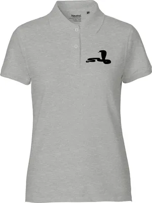 Produktbild von Huuraa Damen Polo Shirt Schlange Kobra Silhouette M Sport Grey Bio Baumwolle Fairtrade Poloshirt Geschenkidee
