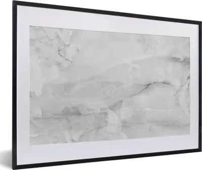 Produktbild von MuchoWow® Gerahmtes Poster Marmor - Stein - Weiß - Grau - Marmoroptik 60x40 cm - Poster mit Schwarzem Bilderrahmen Wandposter Rahmen Foto Bilder - Schlafzimmer - Plakat in Rahmen - Drucken