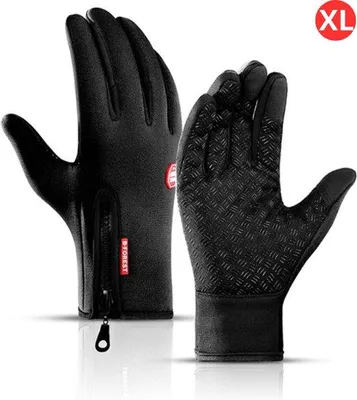 Productafbeelding van Touchscreen Handschoenen - Fietshandschoenen - Winter - Heren - Wielrenhandschoenen - Scooter - Zwart - Maat XL