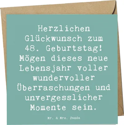 Produktbild von Mr. & Mrs. Panda Glückwunschkarte Spruch 48. Geburtstag - Meeresbrise - Geschenk, anlasskarte, besonderer, Lebensfreude, faltkarte, zauberhafte Momente, doppelkarte