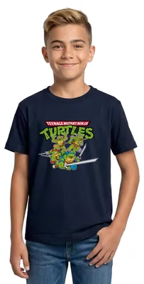 Produktbild von Spreadshirt Teenage Mutant Ninja Turtles Logo Teenager T-Shirt, 152/164 (12-14 Jahre), Navy