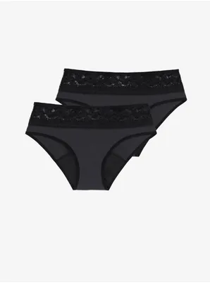 Immagine prodotto di Set di due slip da donna neri con pizzo DORINA Eco Moon
