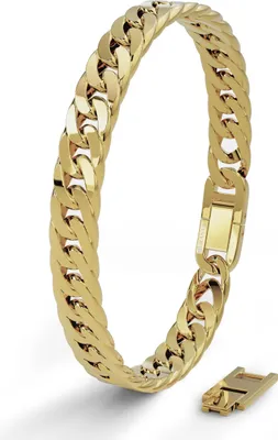 Immagine prodotto di SERASAR | Premium Edelstahlarmband für Herren [Cuban] | Chirurgenstahl 316L | Wasserdicht | Sicherer Verschluss | GOLD, 17cm | Inklusive Schmuckbox
