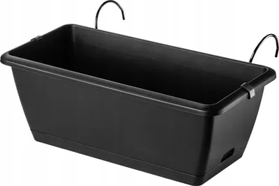 Produktbild von KADAX Blumenkasten mit halterung "Perama", Blumentopf, Pflanzkübel im Landhausstil, mit Gummikorken, 40 cm, Anthrazit