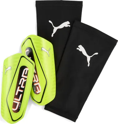 Produktbild von PUMA ULTRA Light Football Sleeve Shinguards, Erwachsene, Unisex, S, EVA (Äthylen-Vinylazetat), Polyester, Polypropylen, Schwarz, Gelb